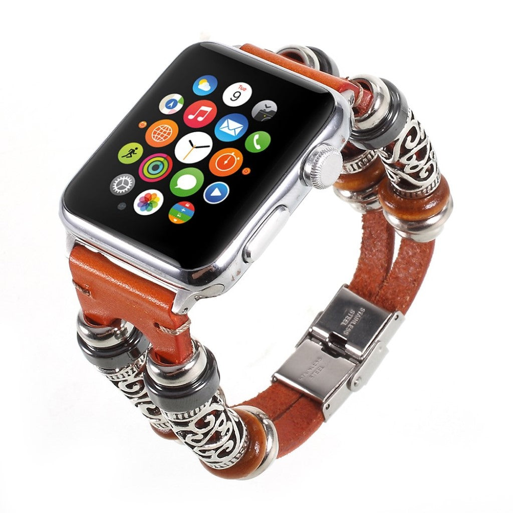 Elegant Ægte Læder Og Metal Rem passer til Apple Watch Series 1-3 38mm Rabat