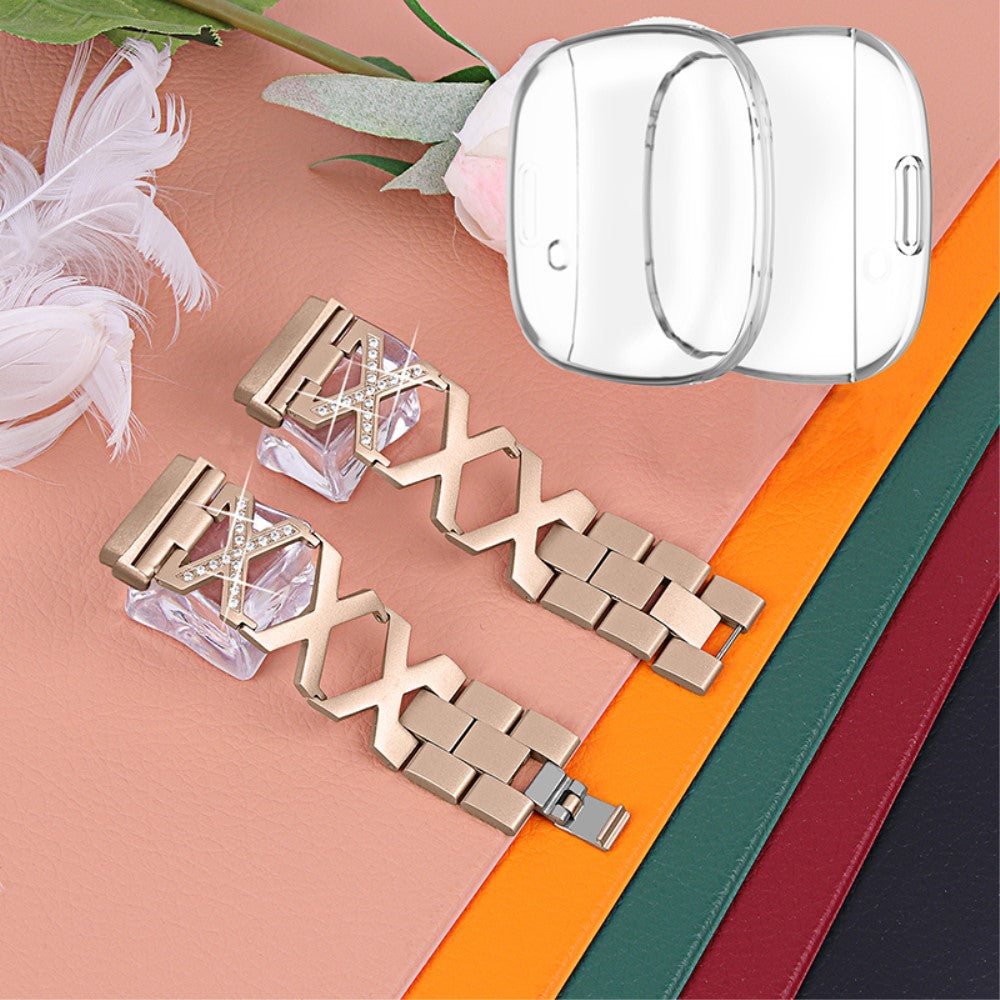 Metal Rem med Cover passer til Fitbit Sense 1 / Fitbit Versa 3