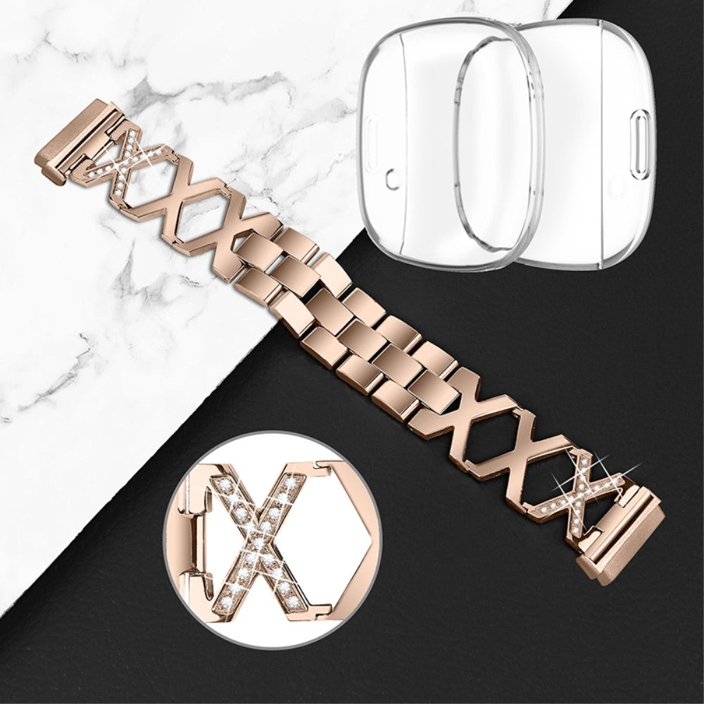 Metal Rem med Cover passer til Fitbit Sense 1 / Fitbit Versa 3