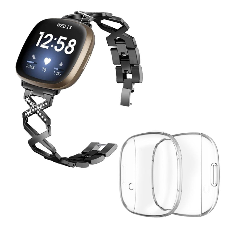 Metal Rem med Cover passer til Fitbit Sense 1 / Fitbit Versa 3