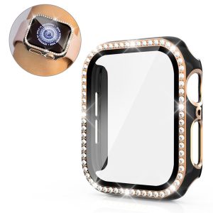 Rigtigt Fed Cover med Skærmbeskytter i Plastik, Rhinsten og Hærdet Glas passer til Apple Watch 40mm