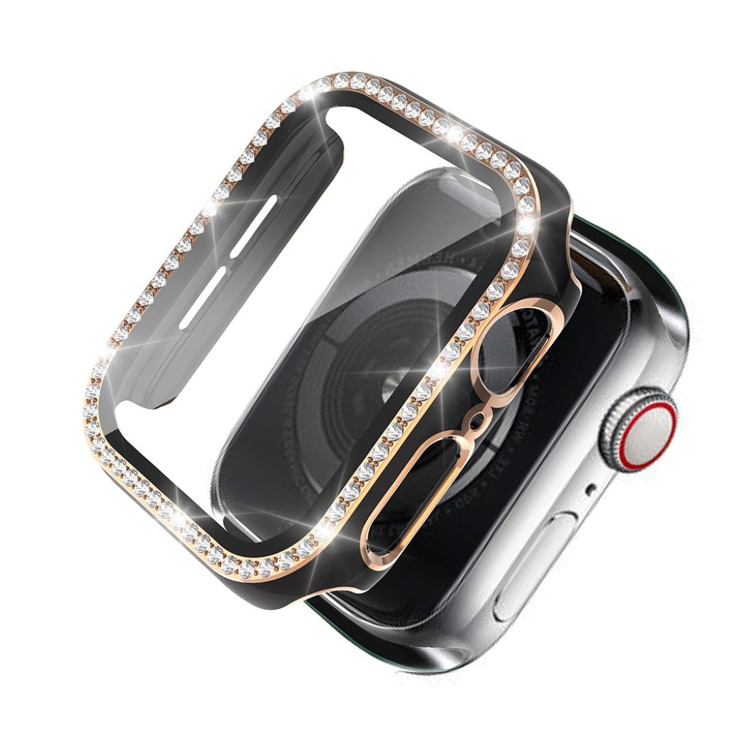 Rigtigt Fed Cover med Skærmbeskytter i Plastik, Rhinsten og Hærdet Glas passer til Apple Watch 40mm