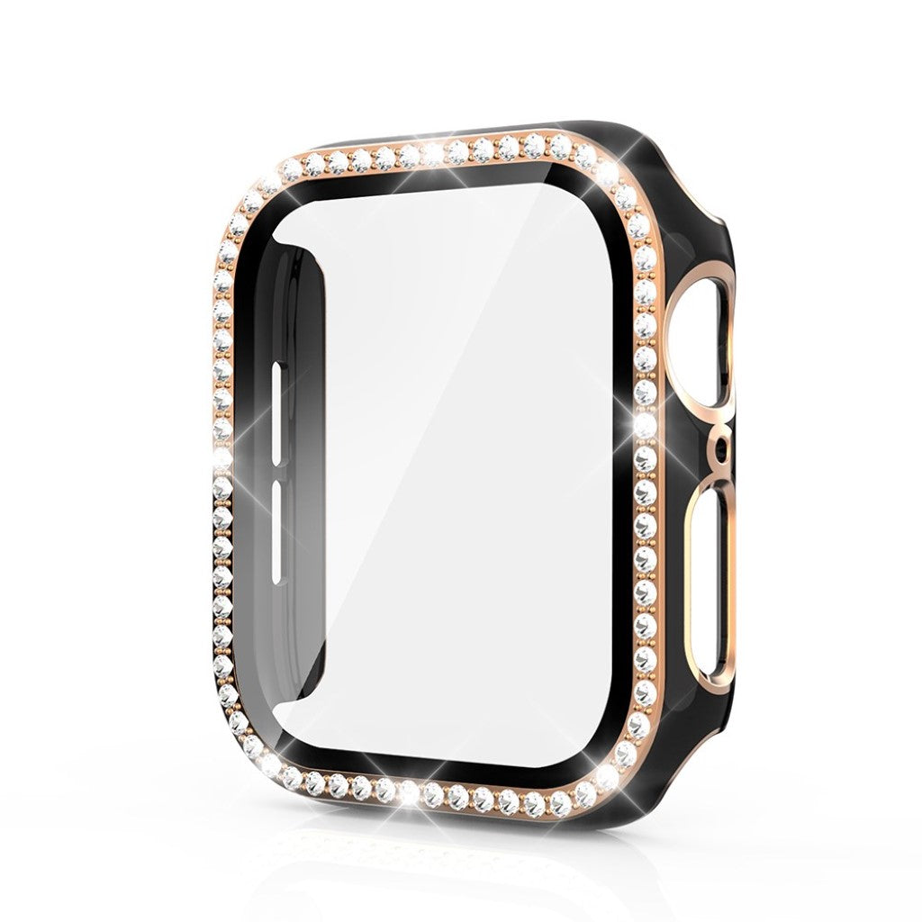 Rigtigt Fed Cover med Skærmbeskytter i Plastik, Rhinsten og Hærdet Glas passer til Apple Watch 40mm