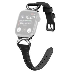 Smuk Ægte Læder Og Rhinsten Universal Rem passer til Apple Smartwatch