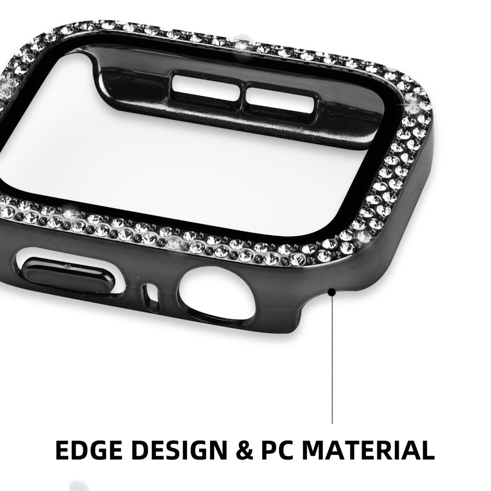 Meget Fint Universal Cover med Skærmbeskytter i Plastik, Rhinsten og Hærdet Glas passer til Apple Watch Series 8 (45mm) / Apple Watch Series 7 45mm