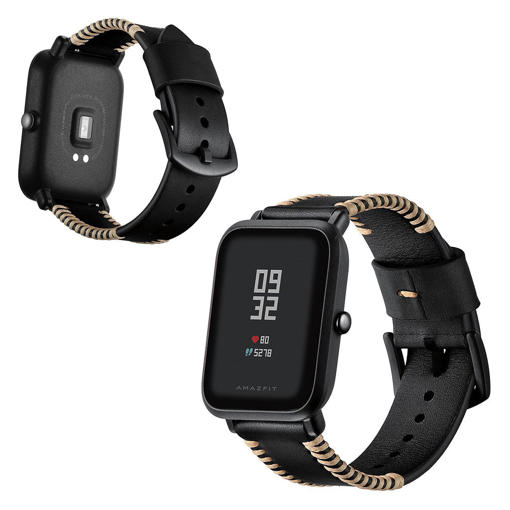 Slidstærk Ægte Læder Rem passer til Amazfit Youth 1