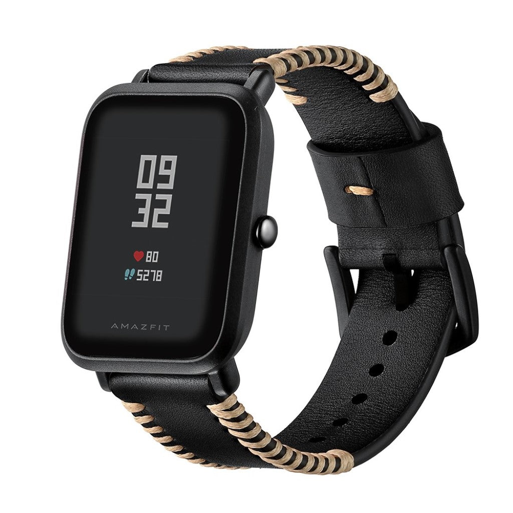 Slidstærk Ægte Læder Rem passer til Amazfit Youth 1