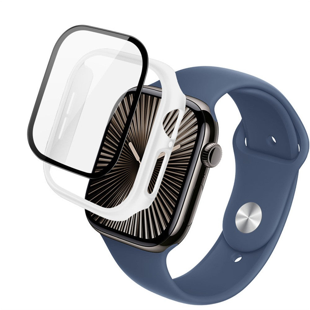 Super Fint Cover med Skærmbeskytter i Glas og Silikone passer til Apple Watch Series 10 42mm Mode