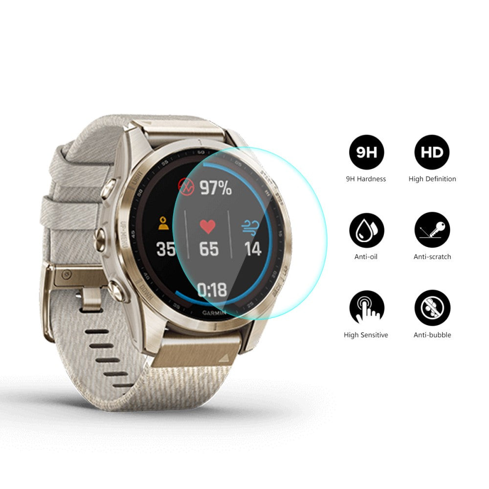 2stk Hærdet Glas 9H Skærmbeskytter passer til Garmin Fenix 7S