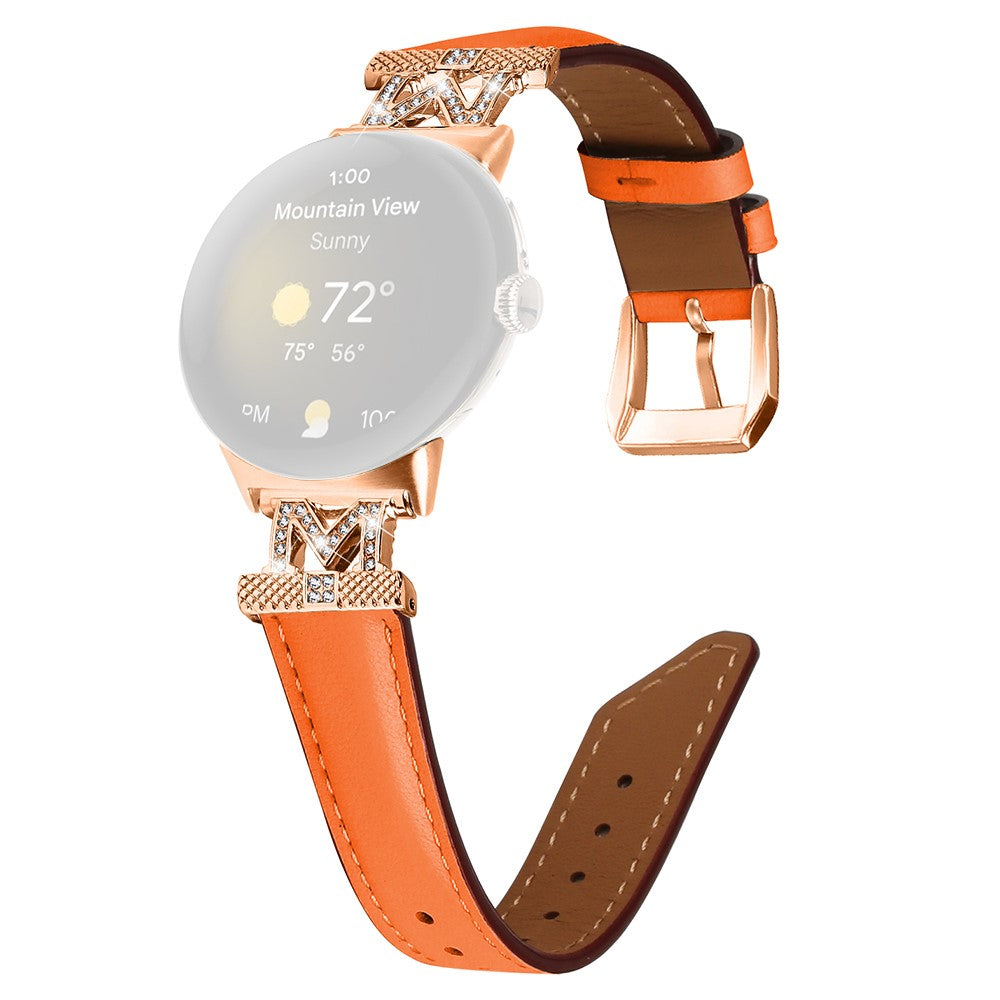 Ægte Læder Og Rhinsten Universal Rem passer til Google Pixel Watch 2 / Google Pixel Watch Online salg