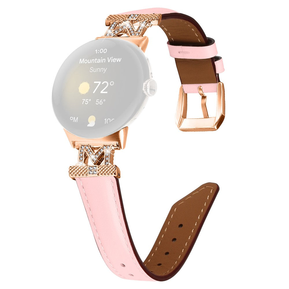 Ægte Læder Og Rhinsten Universal Rem passer til Google Pixel Watch 2 / Google Pixel Watch Online salg