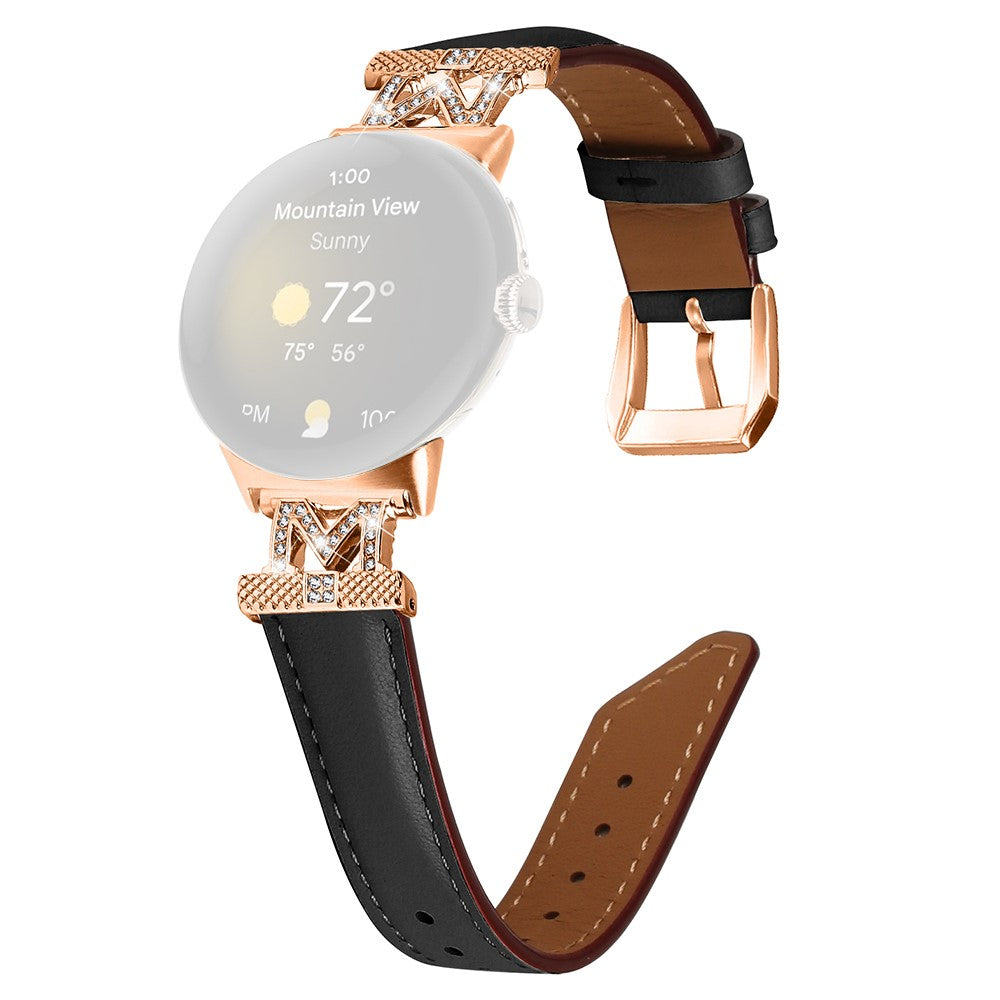 Ægte Læder Og Rhinsten Universal Rem passer til Google Pixel Watch 2 / Google Pixel Watch Online salg