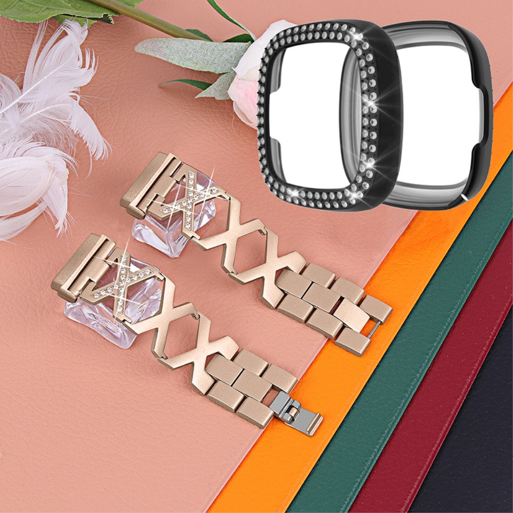 Metal Rem med Cover passer til Fitbit Sense 1 / Fitbit Versa 3