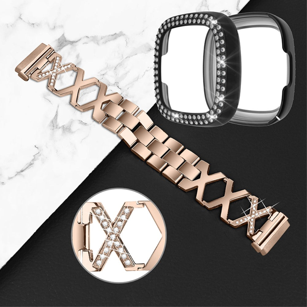 Metal Rem med Cover passer til Fitbit Sense 1 / Fitbit Versa 3