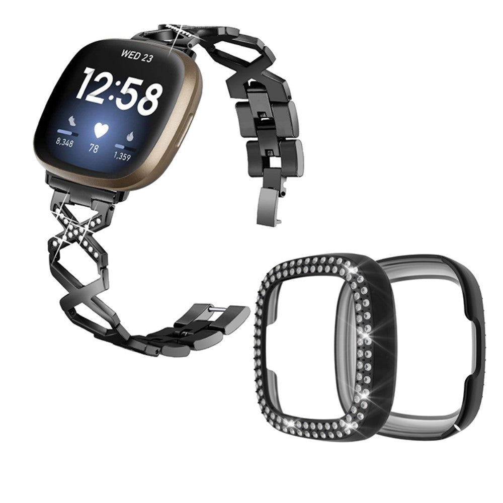 Metal Rem med Cover passer til Fitbit Sense 1 / Fitbit Versa 3