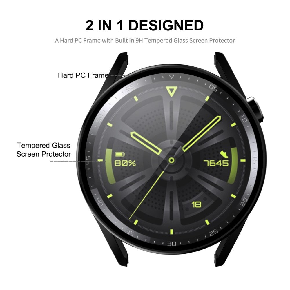 Beskyttende Cover med Skærmbeskytter i Plastik og Hærdet Glas passer til Huawei Watch GT 3 (42mm) Online Hot Salg