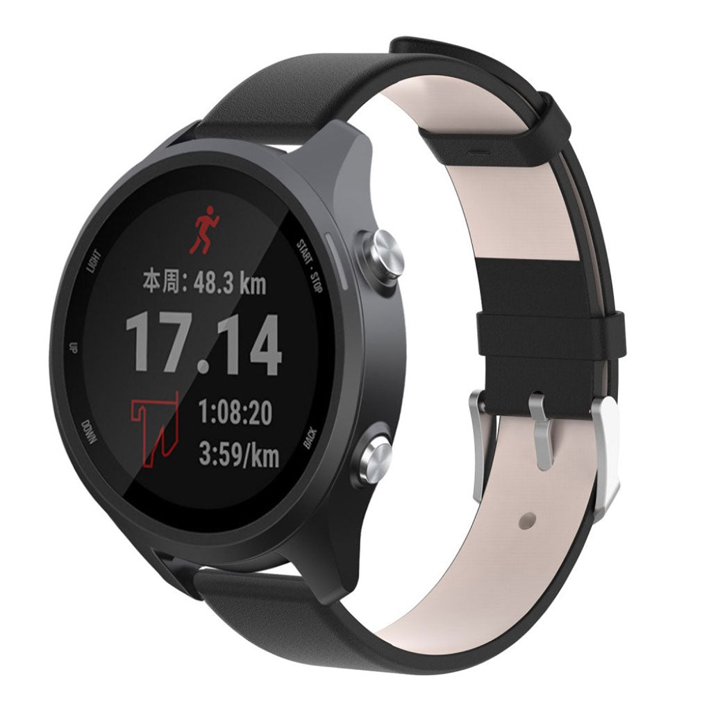 Elegant Ægte Læder Rem passer til Garmin Forerunner 245