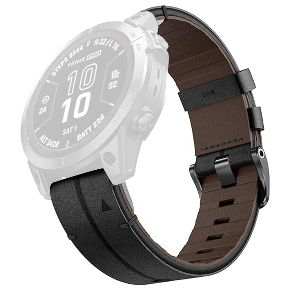 Rigtigt Hårdfør Ægte Læder Universal Rem passer til Garmin Smartwatch
