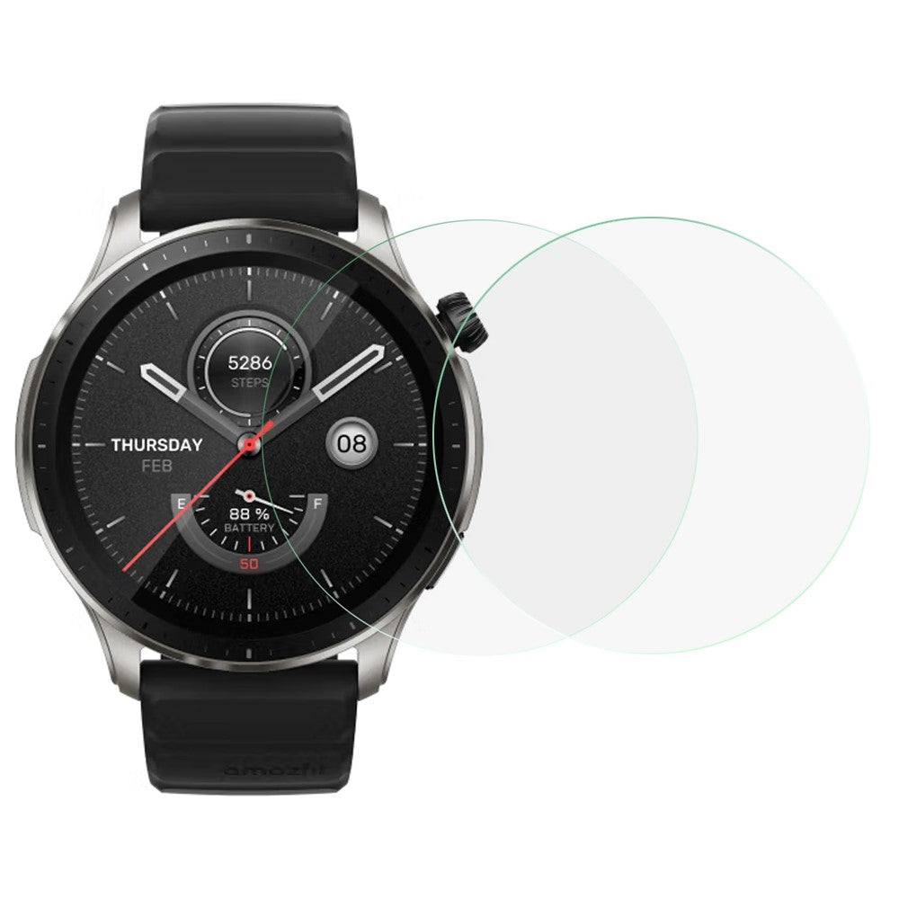 2stk Hærdet Glas HD Skærmbeskytter passer til Amazfit GTR 4