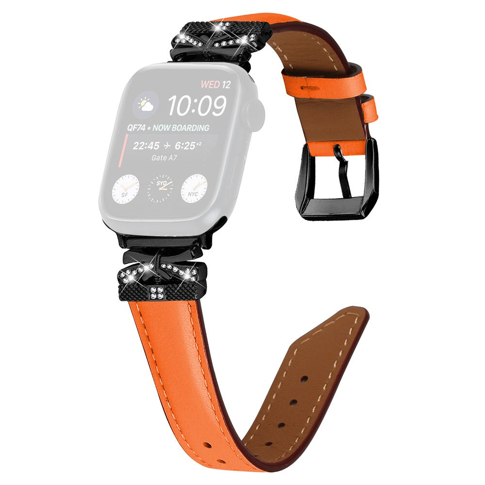Skøn Kunstlæder Og Rhinsten Universal Rem passer til Apple Smartwatch