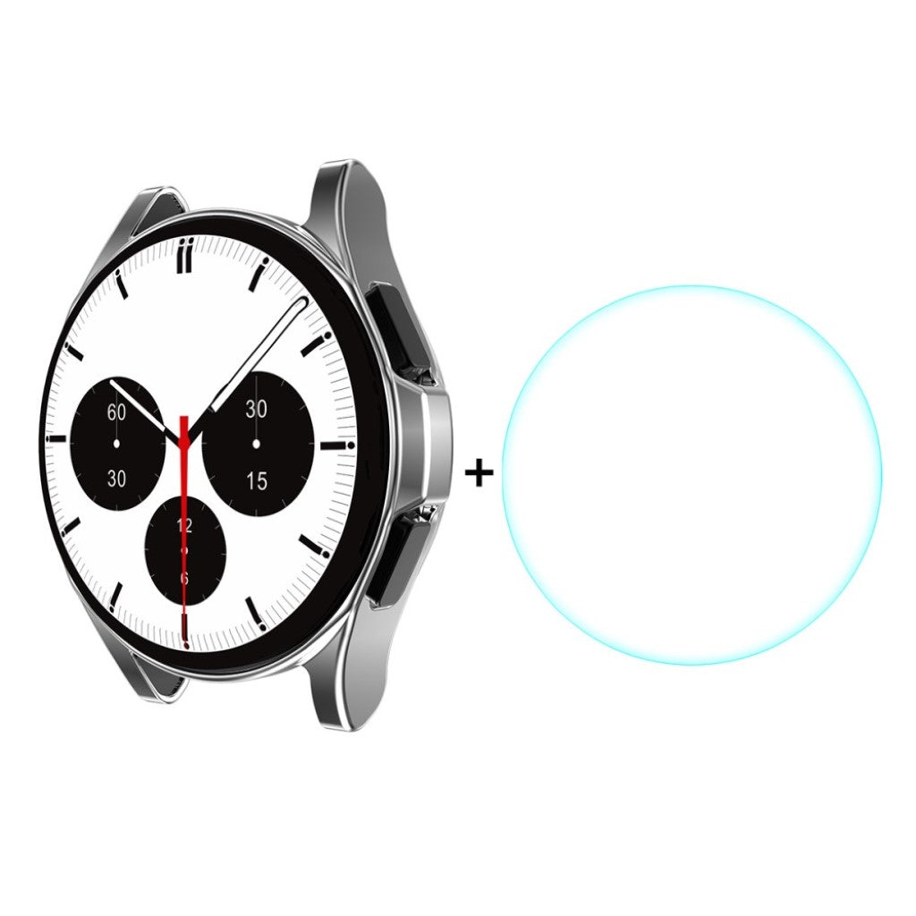 Rigtigt Godt Cover med Skærmbeskytter i Silikone og Hærdet Glas passer til Samsung Galaxy Watch 4 Classic (42mm)