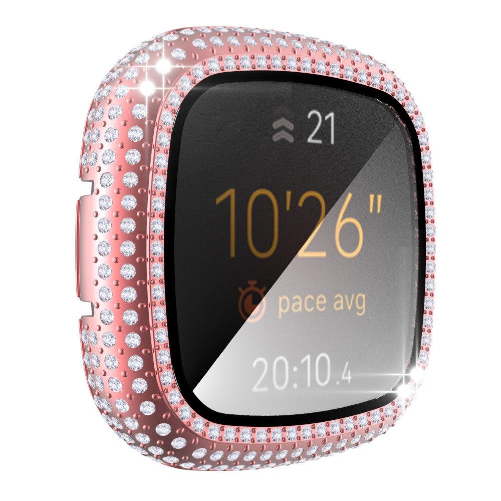 Vildt Godt Universal Cover med Skærmbeskytter i Plastik og Rhinsten passer til Fitbit Sense 1 / Fitbit Versa 3
