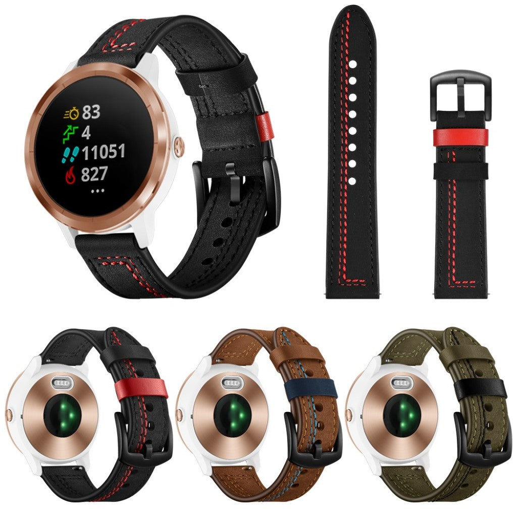Ægte Læder Universal Rem passer til Garmin Vivoactive 3 / Garmin Vivomove HR