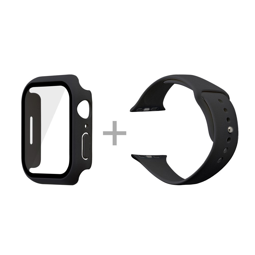 Silikone Rem med Cover og Hærdet Glas passer til Apple Watch Series 7 45mm