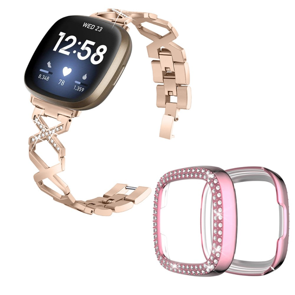 Metal Rem med Cover passer til Fitbit Sense 1 / Fitbit Versa 3