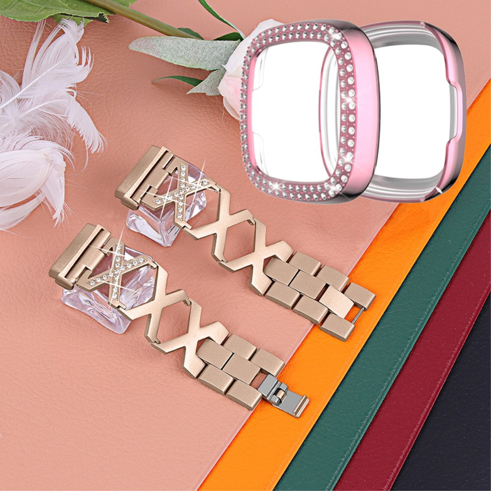Metal Rem med Cover passer til Fitbit Sense 1 / Fitbit Versa 3