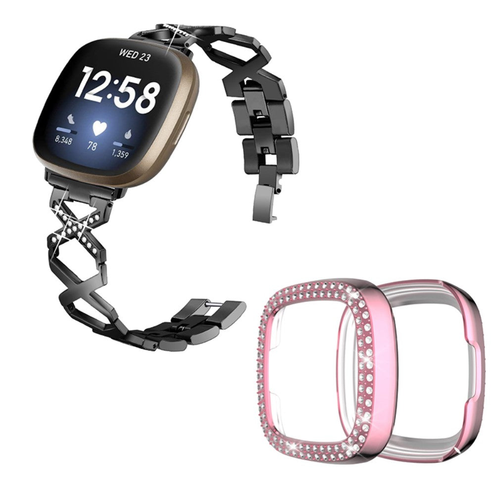 Metal Rem med Cover passer til Fitbit Sense 1 / Fitbit Versa 3