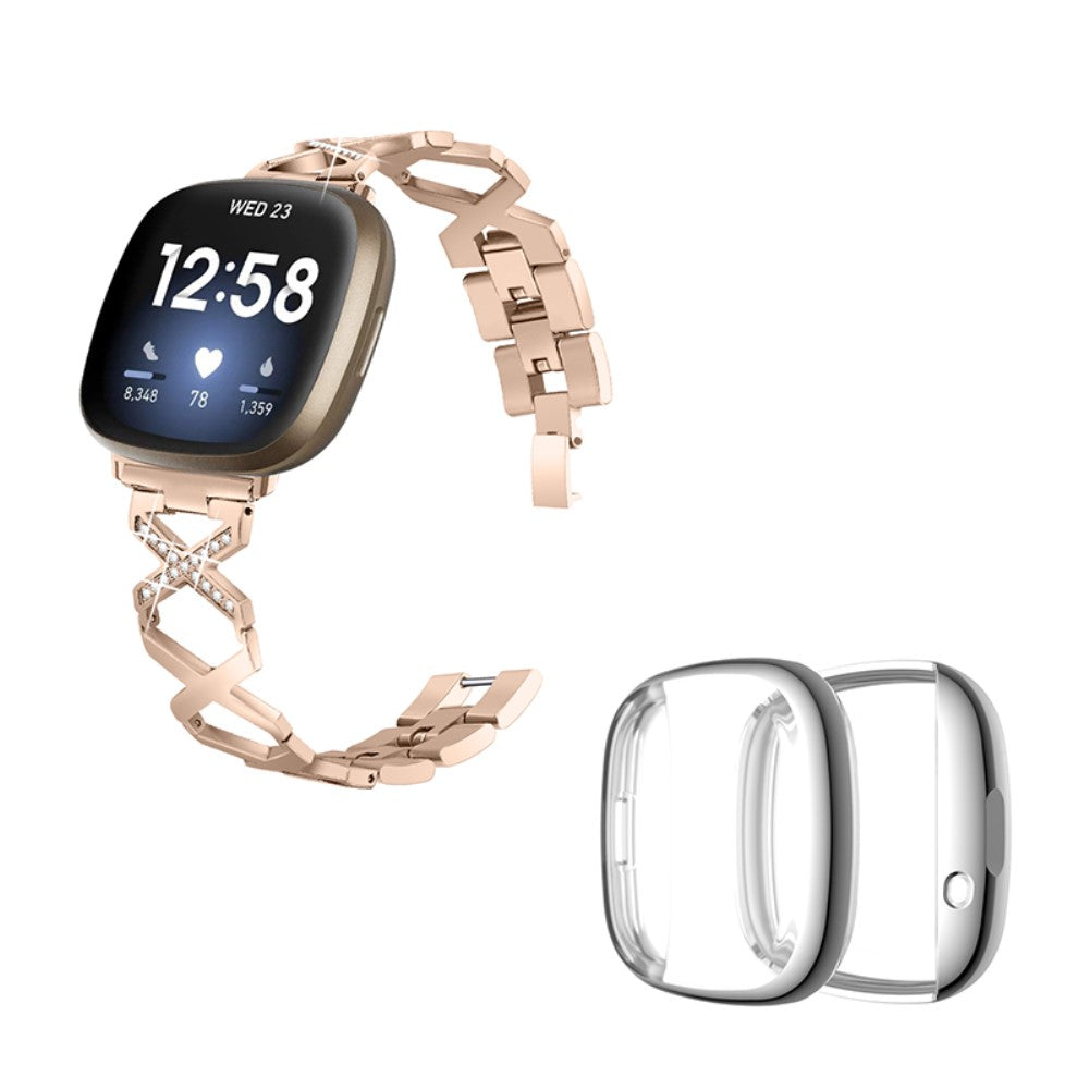 Metal Rem med Cover passer til Fitbit Sense 1 / Fitbit Versa 3