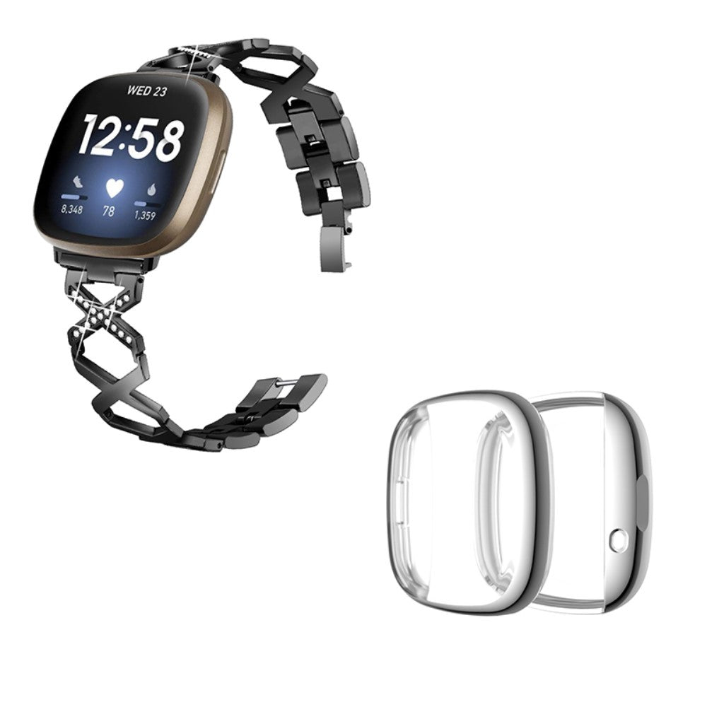 Metal Rem med Cover passer til Fitbit Sense 1 / Fitbit Versa 3