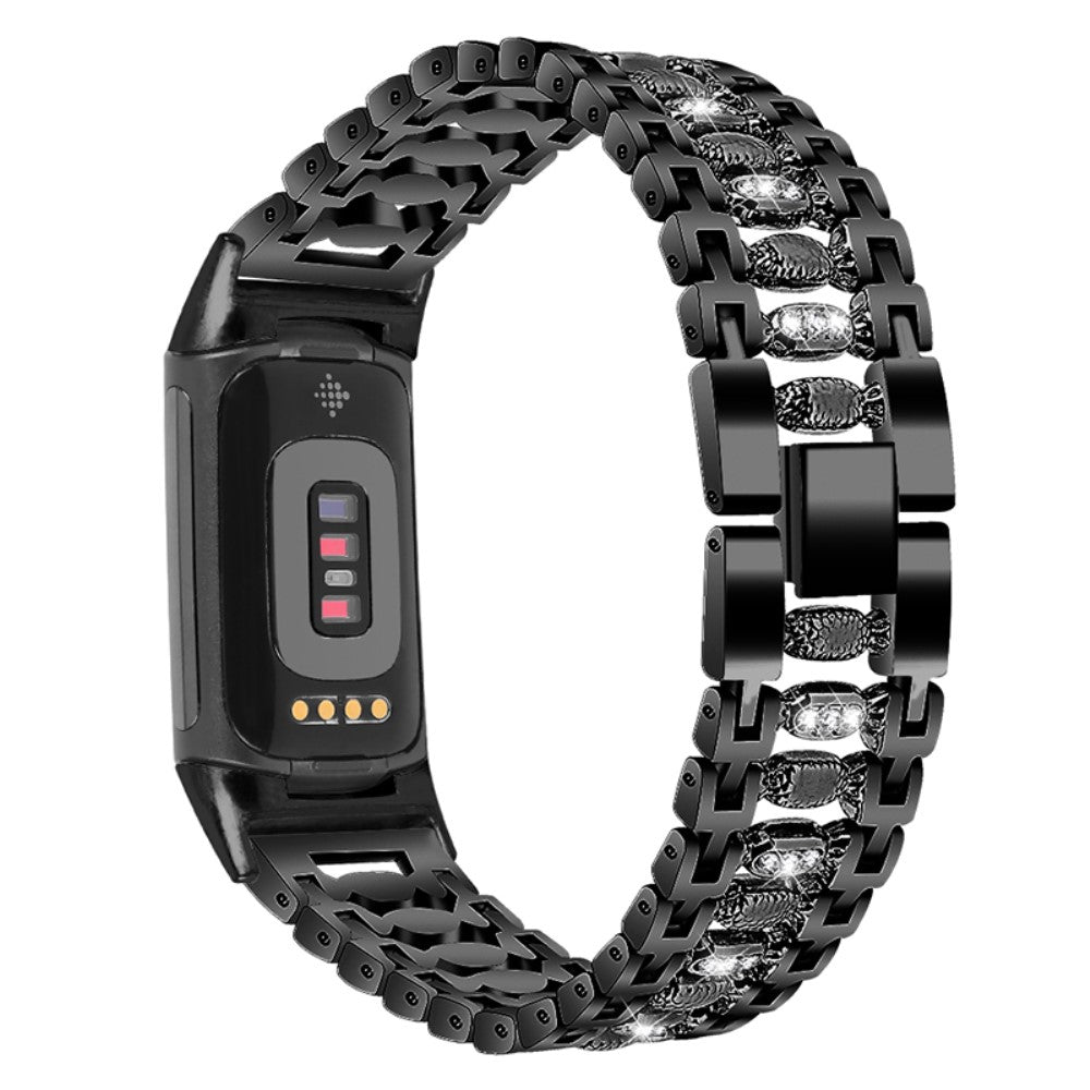 Rigtigt Sejt Metal Og Rhinsten Rem passer til Fitbit Charge 5