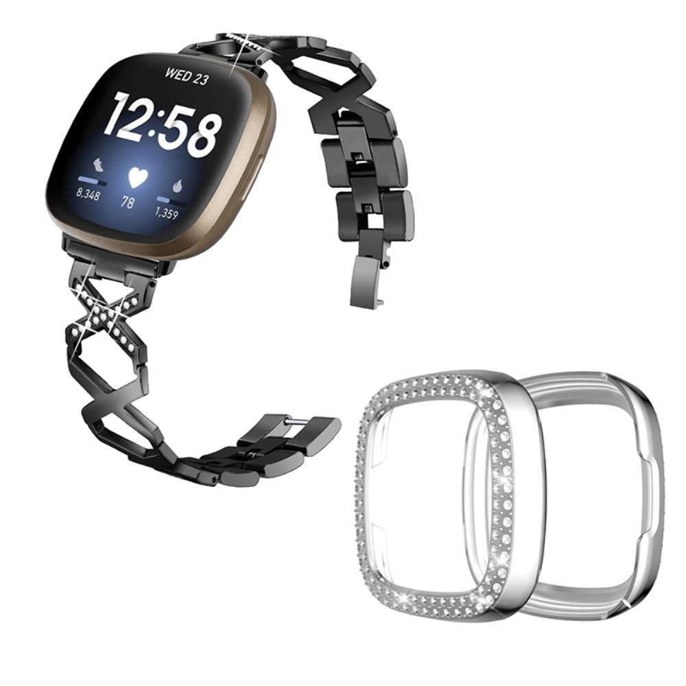 Metal Rem med Cover passer til Fitbit Sense 1 / Fitbit Versa 3