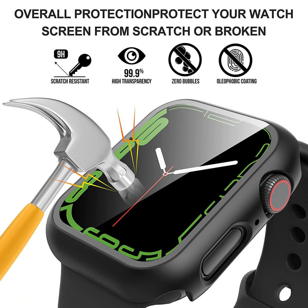 Fed Cover med Skærmbeskytter i Plastik og Hærdet Glas passer til Apple Watch Series 7 41mm