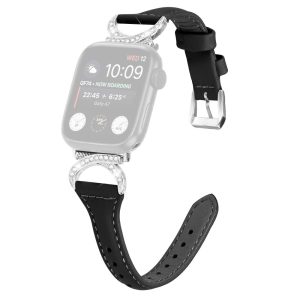 Smuk Ægte Læder Og Rhinsten Universal Rem passer til Apple Smartwatch