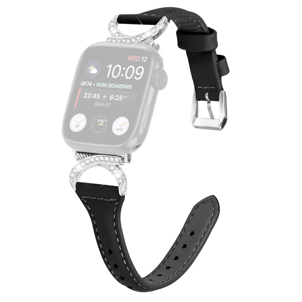 Smuk Ægte Læder Og Rhinsten Universal Rem passer til Apple Smartwatch