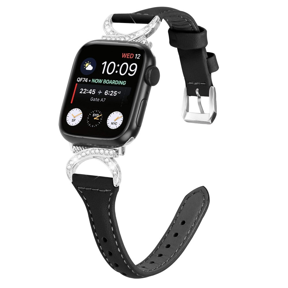 Smuk Ægte Læder Og Rhinsten Universal Rem passer til Apple Smartwatch