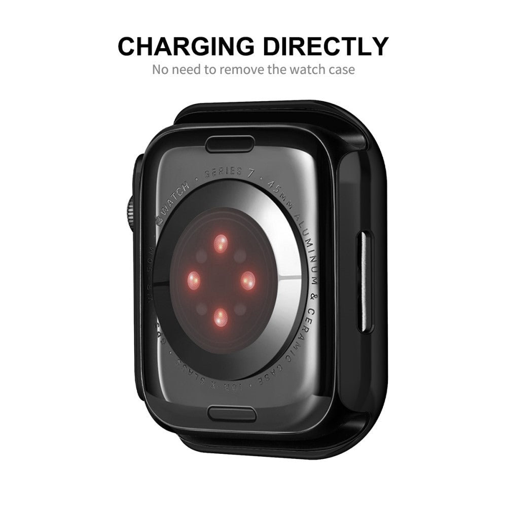 Flot Cover med Skærmbeskytter i Plastik og Hærdet Glas passer til Apple Watch Series 7 41mm