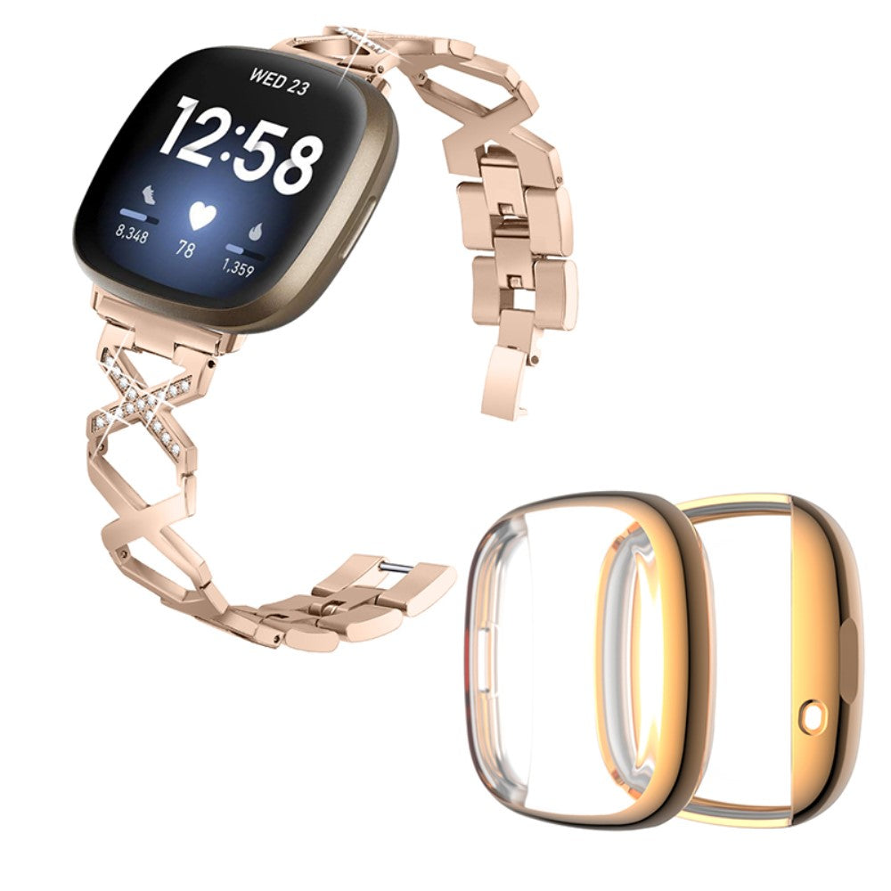Metal Rem med Cover passer til Fitbit Sense 1 / Fitbit Versa 3