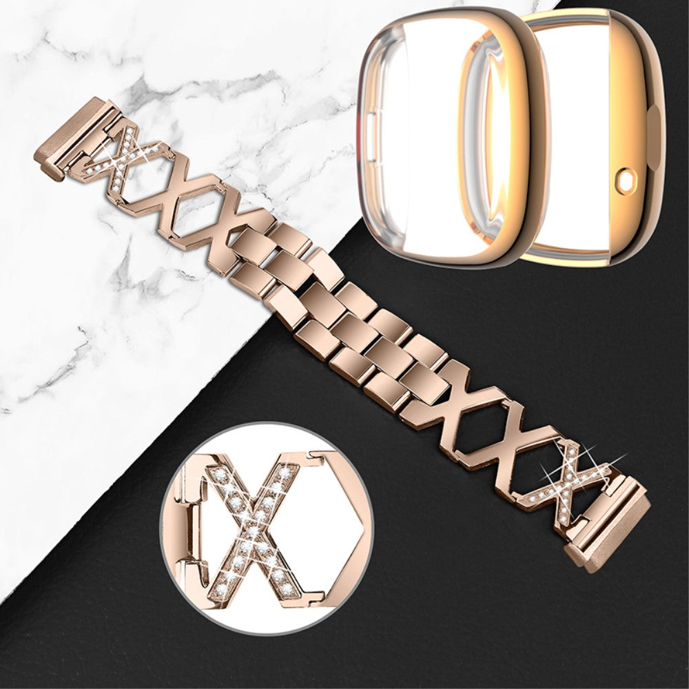 Metal Rem med Cover passer til Fitbit Sense 1 / Fitbit Versa 3