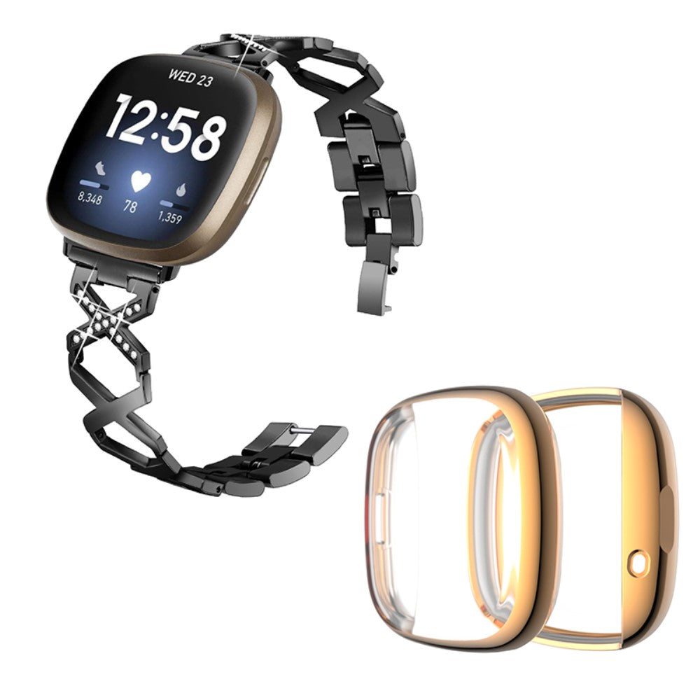 Metal Rem med Cover passer til Fitbit Sense 1 / Fitbit Versa 3