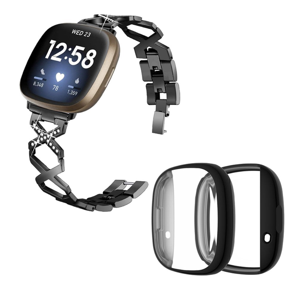 Metal Rem med Cover passer til Fitbit Sense 1 / Fitbit Versa 3
