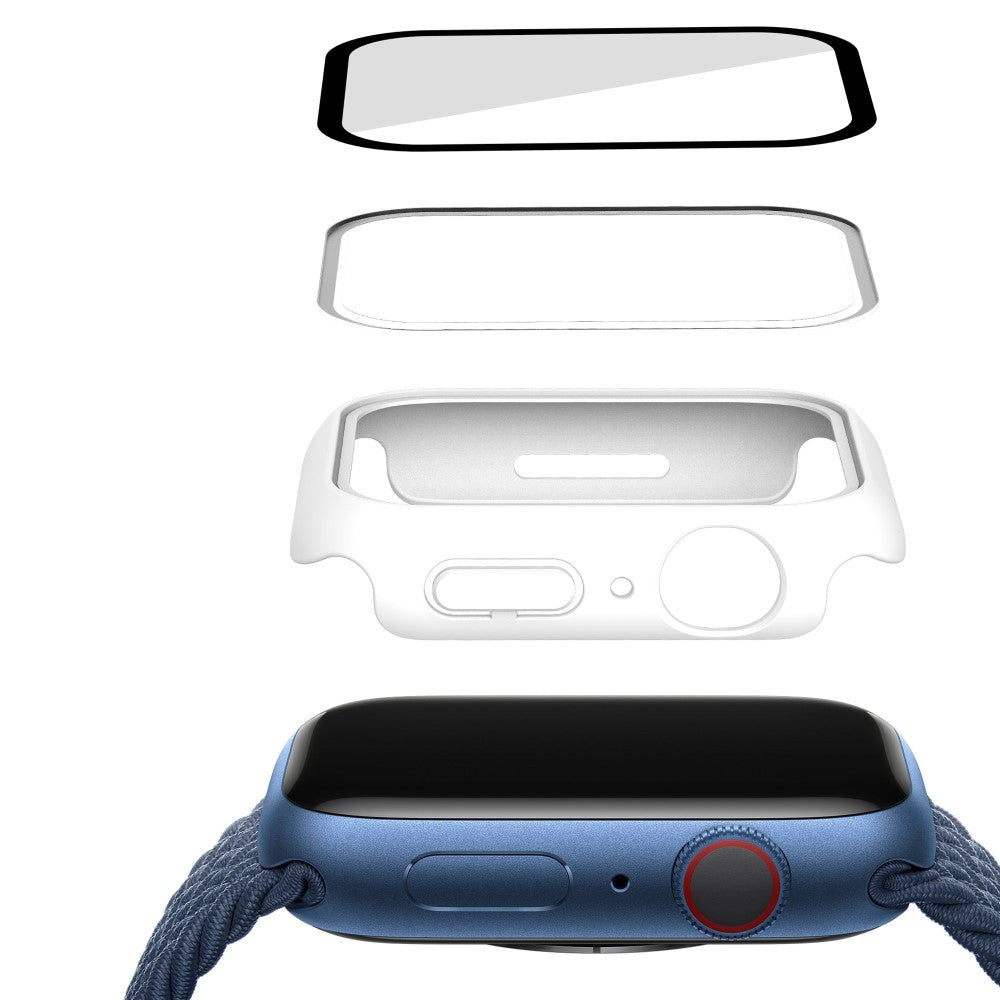 Fint Cover med Skærmbeskytter i Plastik og Hærdet Glas passer til Apple Watch Series 7 41mm
